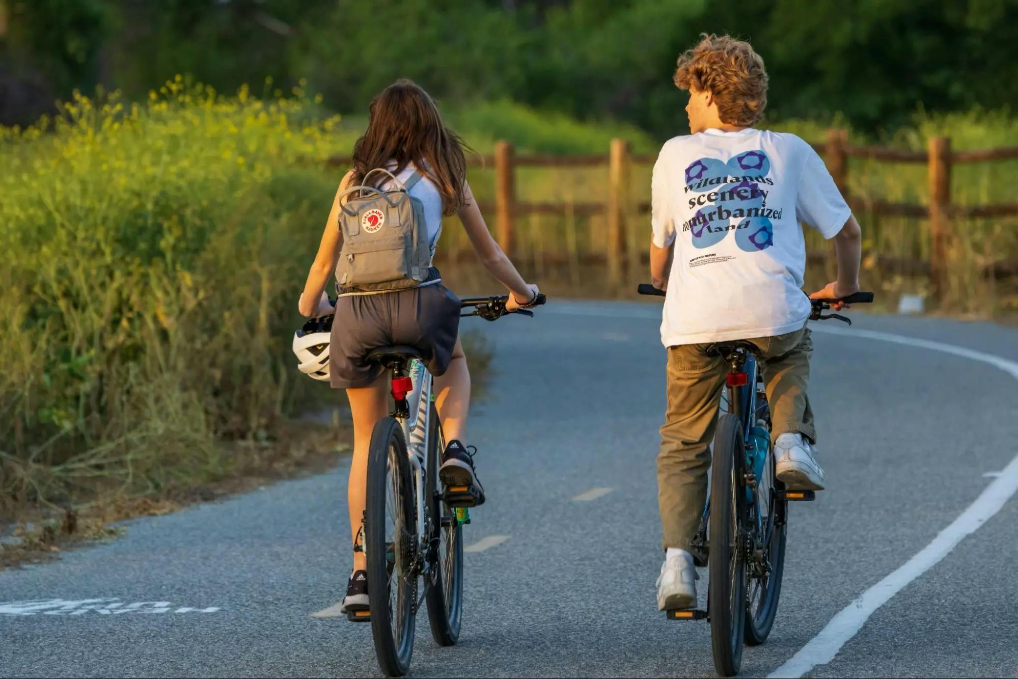 Couple biking together