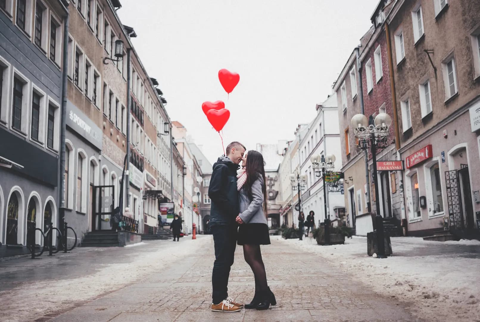 Couple about to share a kiss